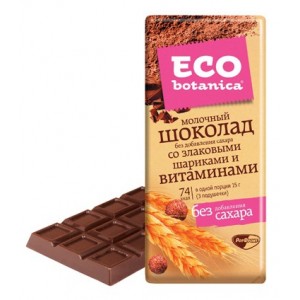Milk chocolate Eco-botanica with cereal balls and vitamins wholesale