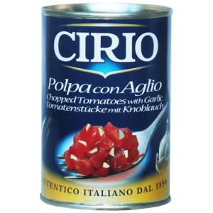 Cirio Tomatoes peeled sliced ​​garlic Polpa con Aglio (36160) 400g. wholesale