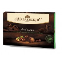 Sweets "Babaev» Dark cream with whole hazelnuts and hazelnut cream in dark chocolate in bulk